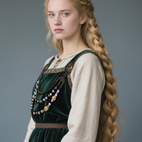 Viking Brooch Chain Alloy Steel Beaded Medieval Jewelry for Women - Picture 5 of 7